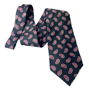 AMHERST & BROCK Gold Label Black Red Paisley All Silk Tall Man Neck Tie